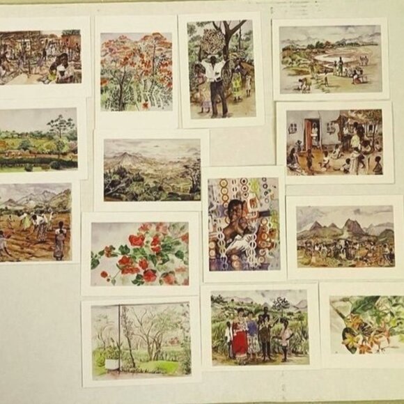 Watercolor by Dorothy B. Hayes 1994 Blank Cards Set of 14 Floral People Farm - Picture 1 of 16